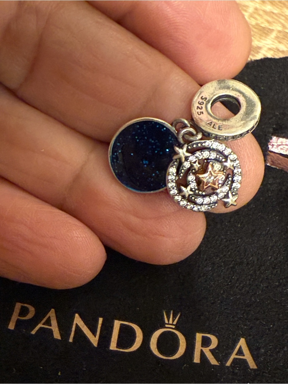 Pandora Navy Blue Galaxy Starburst Dangle Charm